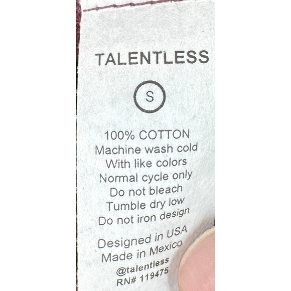 Talentless Burgundy Minimalist Crewneck Babydoll Tee 100% Cotton Size S - Picture 3 of 4